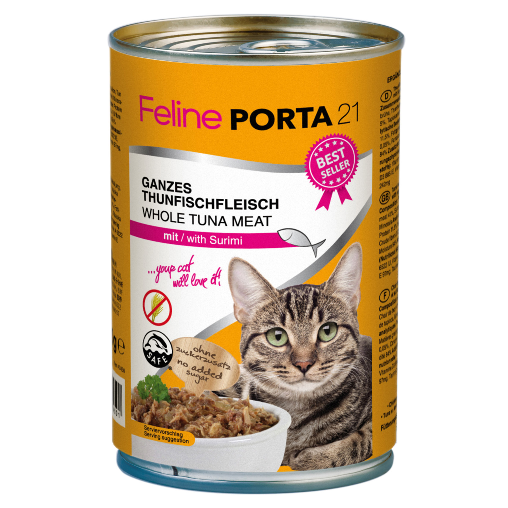 ThunfischmitSurimi_400g_47450_01 Feline Whole tuna meat w. Surimi (400 g)