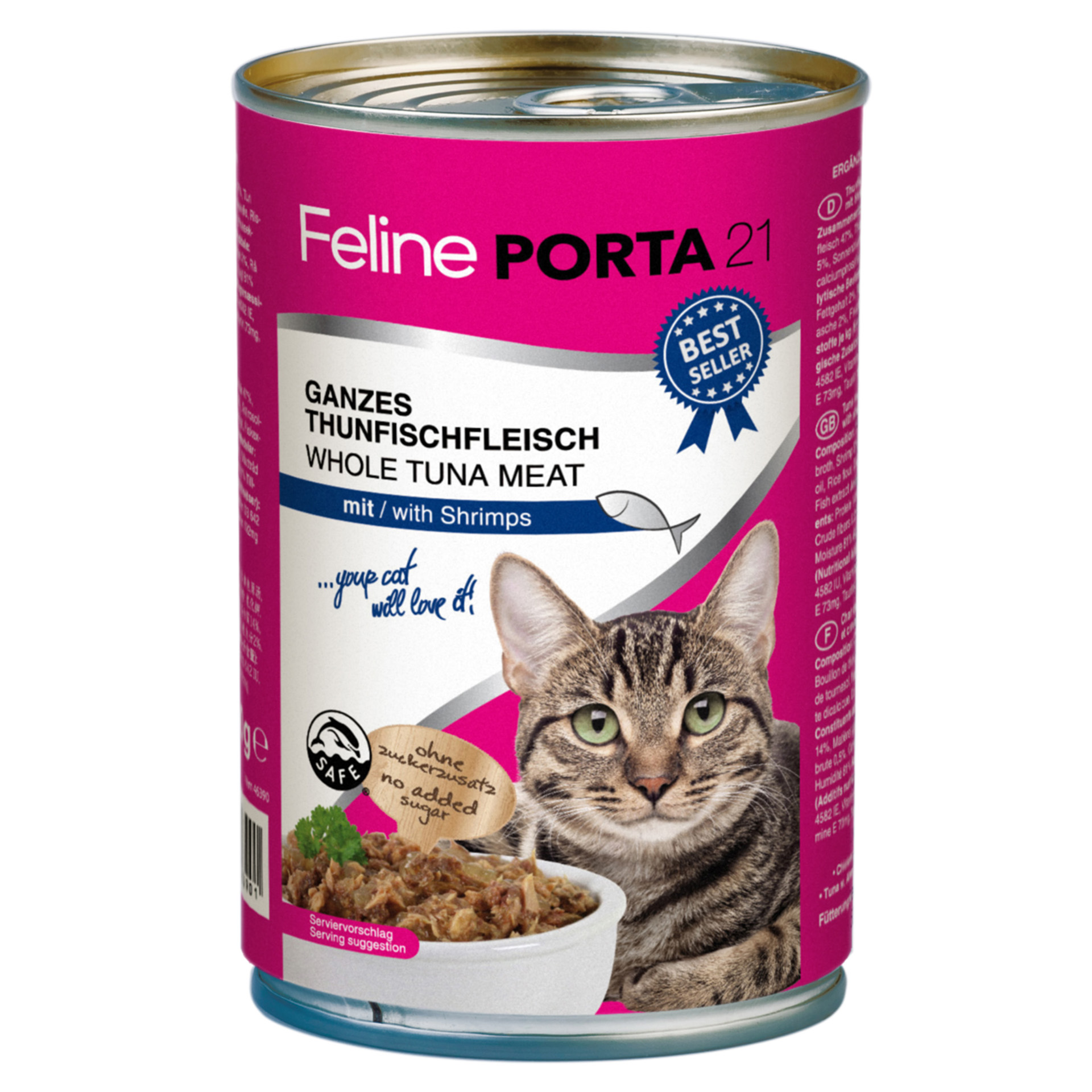 GanzesThunfischfleischmitShrimps_400g_46390_01 Feline Tuna meat with Shrimps (400 g)